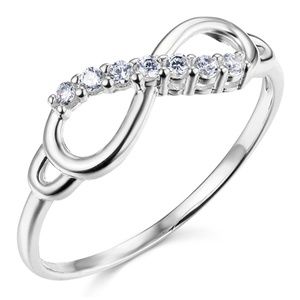 14K White Gold Sparkling CZ Infinity Ring